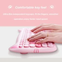 Kawaii Candy Cat Wireless Keyboard Mouse Set – Limited Edition -Kawaiitherapy Shop 55109 oo5lr2