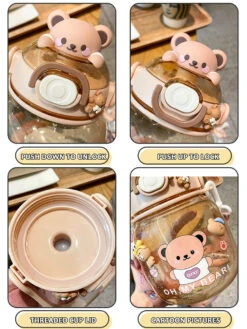 Kawaii Animal Style Jumbo Straw Bottle (1300ml) -Kawaiitherapy Shop 55952 lqaaba