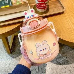Kawaii Animal Style Jumbo Straw Bottle (1300ml) -Kawaiitherapy Shop 55952 zbduz4
