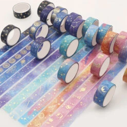 Kawaii Galaxy Stars Washi Tape Set (12pcs) -Kawaiitherapy Shop 56257 11kz07