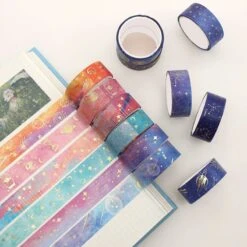 Kawaii Galaxy Stars Washi Tape Set (12pcs) -Kawaiitherapy Shop 56257 mwjtzy