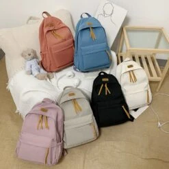 Kawaii Solid Color Korea Style Canvas Backpack -Kawaiitherapy Shop 57150 4batnr