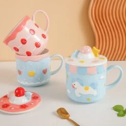 Kawaii Strawberry Cake Ceramic Cup – Limited Edition -Kawaiitherapy Shop 57171 4vkvoq