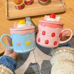 Kawaii Strawberry Cake Ceramic Cup – Limited Edition