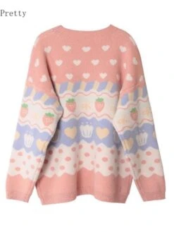 Kawaii Pink Strawberry Harajuku Sweater – Limited Edition -Kawaiitherapy Shop 57242 fa3a8l