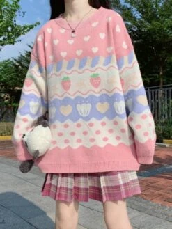 Kawaii Pink Strawberry Harajuku Sweater – Limited Edition