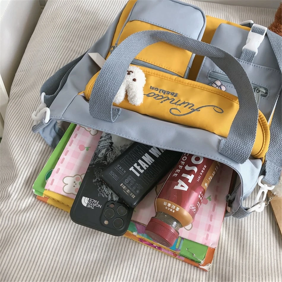 Kawaii Harajuku Multipocket Canvas Sling Bag 7 Kawaii Harajuku Multipocket Canvas Sling Bag - Image 7