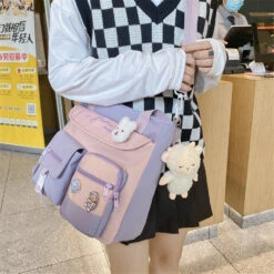 Kawaii Harajuku Multipocket Canvas Sling Bag