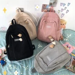 Kawaii Korea Style Corduroy College Zipper Backpack 13 Kawaii Korea Style Corduroy College Zipper Backpack -Kawaiitherapy Shop 59051 ddfuso