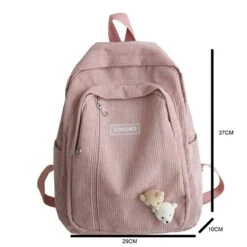 Kawaii Korea Style Corduroy College Zipper Backpack 15 Kawaii Korea Style Corduroy College Zipper Backpack -Kawaiitherapy Shop 59051 nqnmr3