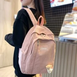 Kawaii Korea Style Corduroy College Zipper Backpack 11 Kawaii Korea Style Corduroy College Zipper Backpack -Kawaiitherapy Shop 59051 q9ajxr