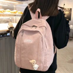 Kawaii Korea Style Corduroy College Zipper Backpack 12 Kawaii Korea Style Corduroy College Zipper Backpack -Kawaiitherapy Shop 59051 rcpgra
