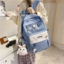 Kawaii Pastel Canvas Large Capacity Multipocket Backpack -Kawaiitherapy Shop 60974 yjr31m