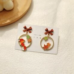 Kawaii Maple Fox Harajuku Earrings – Limited Edition -Kawaiitherapy Shop 61305 4gerqn