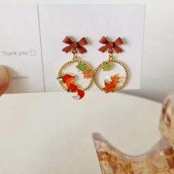 Kawaii Maple Fox Harajuku Earrings – Limited Edition -Kawaiitherapy Shop 61305 syc0ie