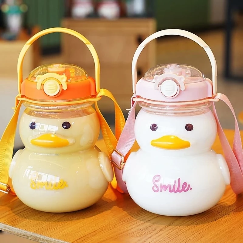 Kawaii Duck Cute Straw Bottle (1000ml) – Limited Edition 1 Kawaii Duck Cute Straw Bottle (1000ml) – Limited Edition