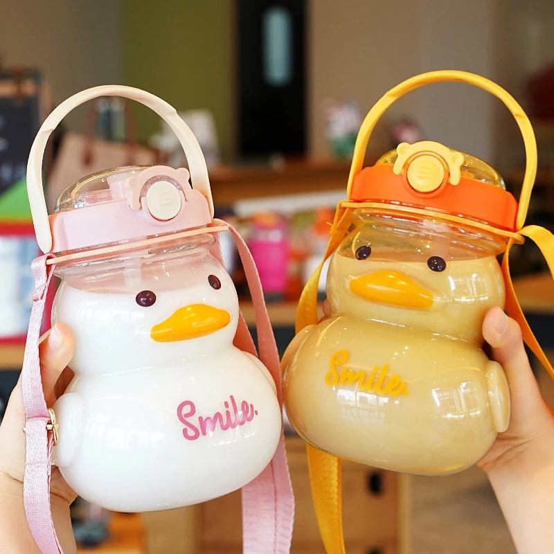 Kawaii Duck Cute Straw Bottle (1000ml) – Limited Edition 2 Kawaii Duck Cute Straw Bottle (1000ml) – Limited Edition - Image 2