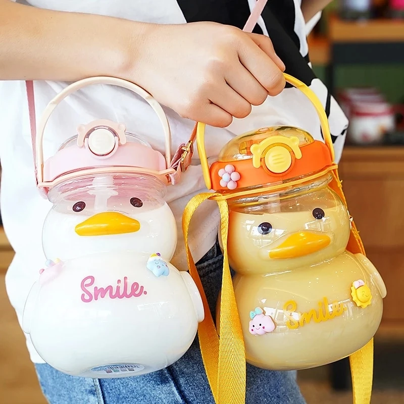 Kawaii Duck Cute Straw Bottle (1000ml) – Limited Edition 3 Kawaii Duck Cute Straw Bottle (1000ml) – Limited Edition - Image 3