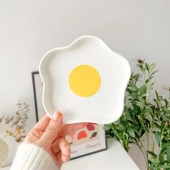 Kawaii Breakfast Egg Yolk Ceramic Plate Set