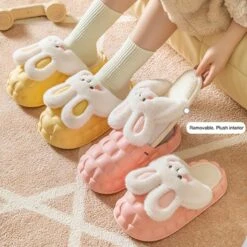Kawaii Bunny Ears Plush Slippers – Limited Edition -Kawaiitherapy Shop 63519 y6vcko