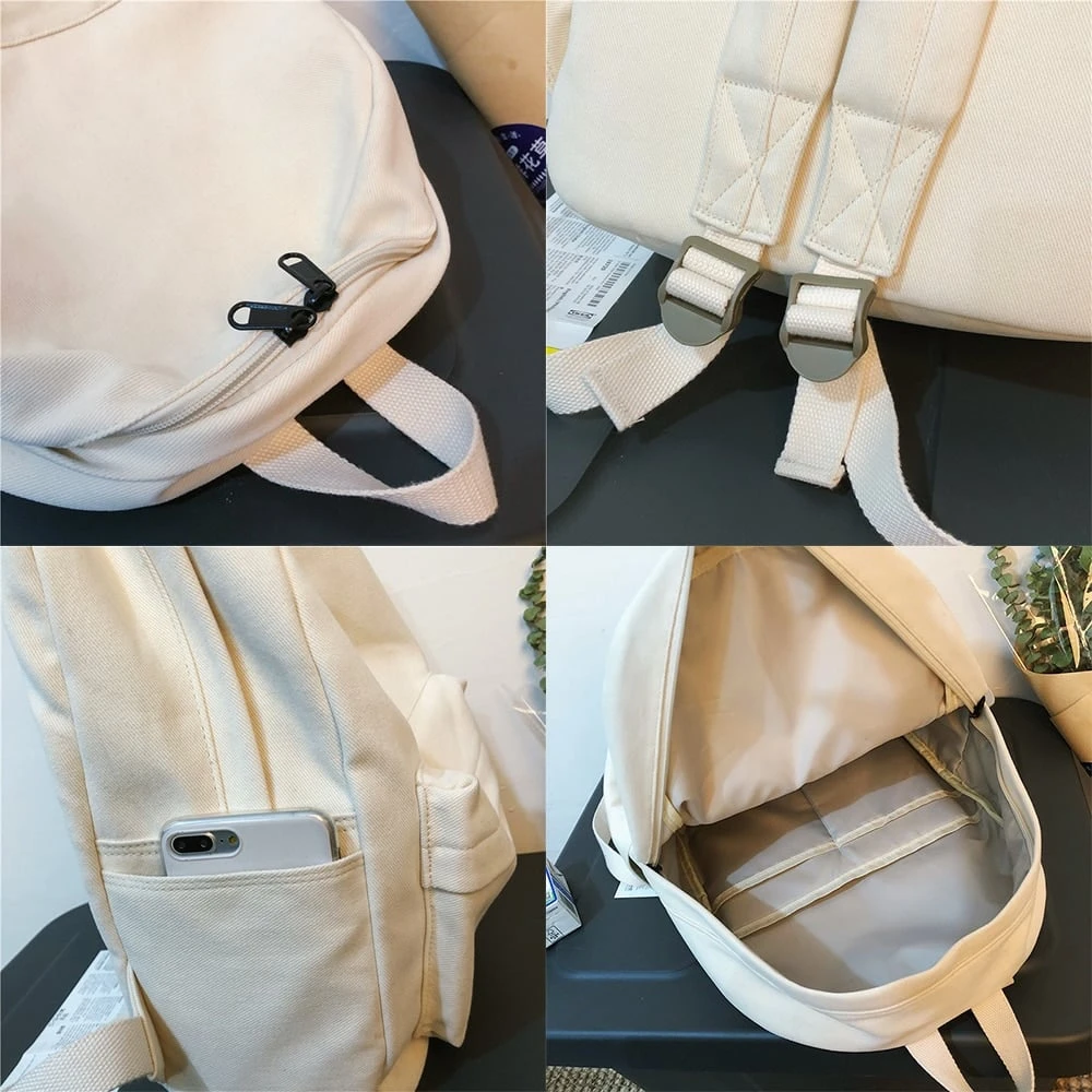 Kawaii Simple Korea Style Canvas Harajuku Backpack 6 Kawaii Simple Korea Style Canvas Harajuku Backpack - Image 6