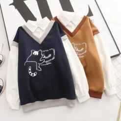 Kawaii Cat Fish Harajuku Style Sweater – Limited Edition -Kawaiitherapy Shop 63826 ajryxb