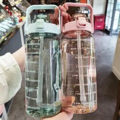 Kawaii Jumbo Pastel Clear Water Bottle (2000ml) -Kawaiitherapy Shop 64704 3icjhs
