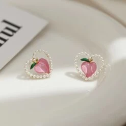 Kawaii Peach Hearts Harajuku Earrings – Limited Edition -Kawaiitherapy Shop 64976 nqw4ap