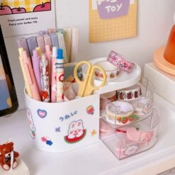 Kawaii Stationery Storage Box Pen Organizer -Kawaiitherapy Shop 65842 19g8g1