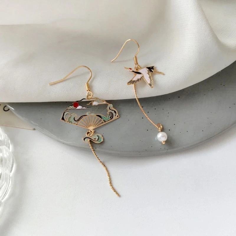 Kawaii Sparrow Fan Ocean Waves Earrings – Limited Edition 4 Kawaii Sparrow Fan Ocean Waves Earrings – Limited Edition - Image 4