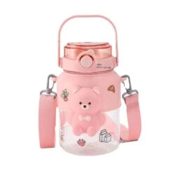 Kawaii Cute Jumbo Pastel Bear Straw Bottle (1000ml) -Kawaiitherapy Shop 67153 r4nyfn