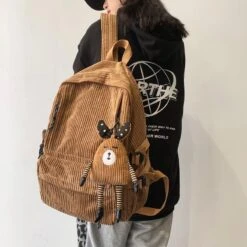 Kawaii Korean Style Corduroy College Backpack