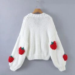 Kawaii Strawberry Knitted Cardigan Sweater – Limited Edition -Kawaiitherapy Shop 68689 5skhpa