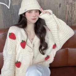 Kawaii Harajuku Style Strawberry Cardigan Sweater – Special Edition