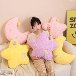 Kawaii Therapy Star Moon Soft Candy Pastel Pillow