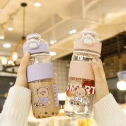 Kawaii Bear Boba Tea Straw Bottle (1100ml) – Limited Edition -Kawaiitherapy Shop 69166 avcrrb