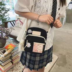 Kawaii Mini Canvas Harajuku Sling Bag -Kawaiitherapy Shop 72753 eauh8m