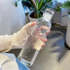 Kawaii Aesthetic Transparent Plastic Water Bottle (500ml)