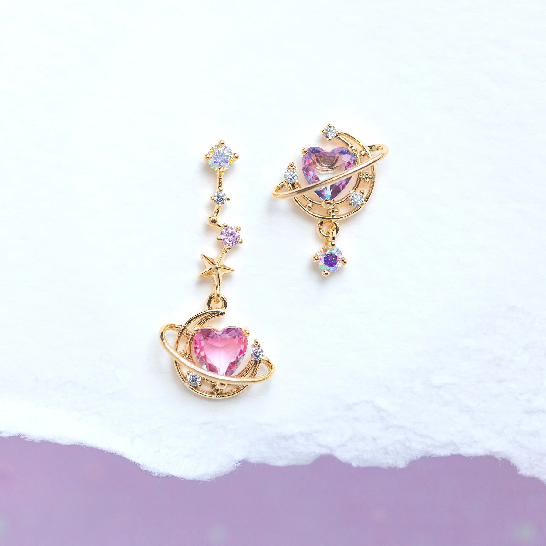 Kawaii Sparkling Heart Moon Earrings – Limited Edition 1 Kawaii Sparkling Heart Moon Earrings – Limited Edition