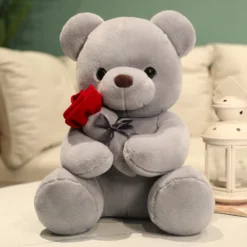 Valentines Day Teddy Bear With Rose XL (45cm) -Kawaiitherapy Shop 73932 zzjgl1