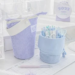 Kawaii Pastel Collection Corduroy Bucket Pencil Case