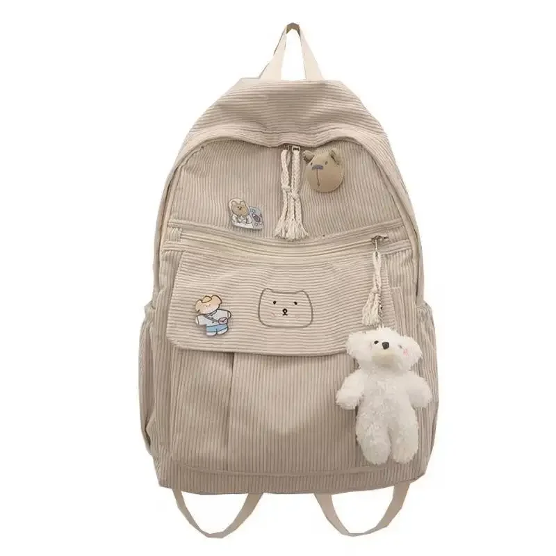 Kawaii Cat Soft Zipper Corduroy Backpack – Limited Edition 7 Kawaii Cat Soft Zipper Corduroy Backpack – Limited Edition - Image 7