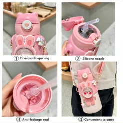 Kawaii Animal Style Pastel Thermos Bottle (520ml) – Limited Edition -Kawaiitherapy Shop 74796 auzlou