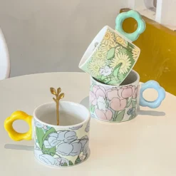 Kawaii Aesthetic Tulip Ceramic Cup – Limited Edition -Kawaiitherapy Shop 75146 ywlm2s