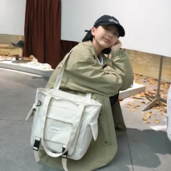 Kawaii Korean Aesthetic Waterproof Nylon Tote Bag -Kawaiitherapy Shop 75477 can9zt