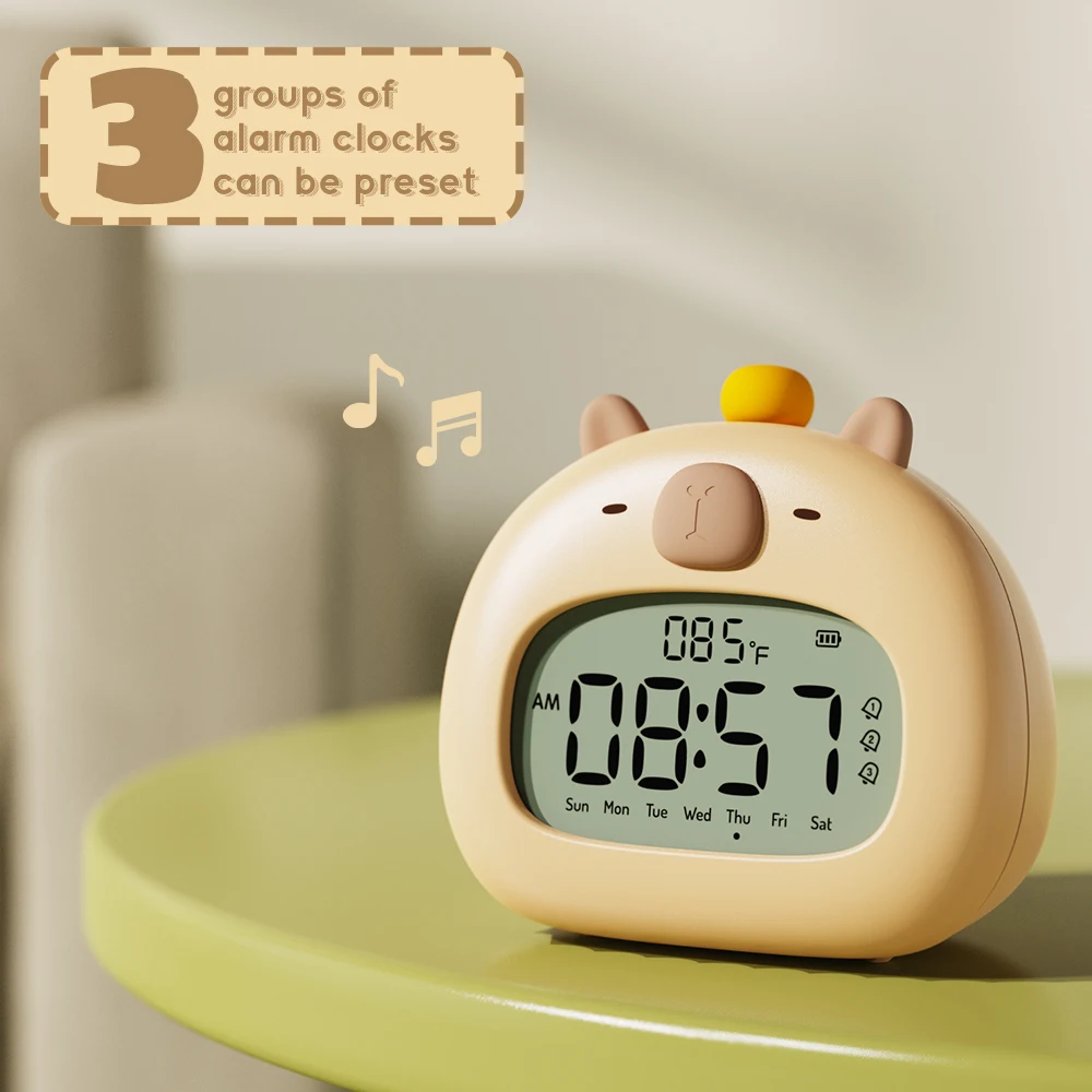 Kawaii Capybara LED USB Alarm Clock – Limited Edition 4 Kawaii Capybara LED USB Alarm Clock – Limited Edition - Image 4