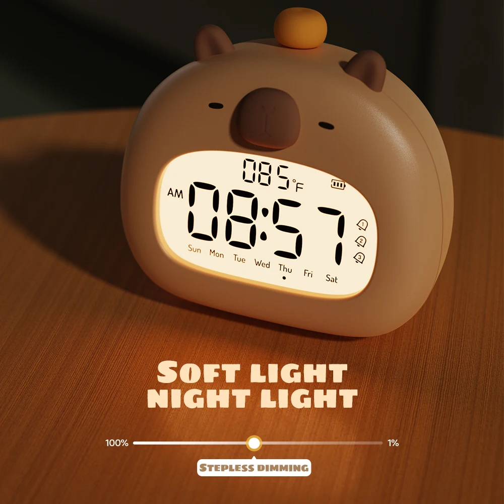 Kawaii Capybara LED USB Alarm Clock – Limited Edition 6 Kawaii Capybara LED USB Alarm Clock – Limited Edition - Image 6