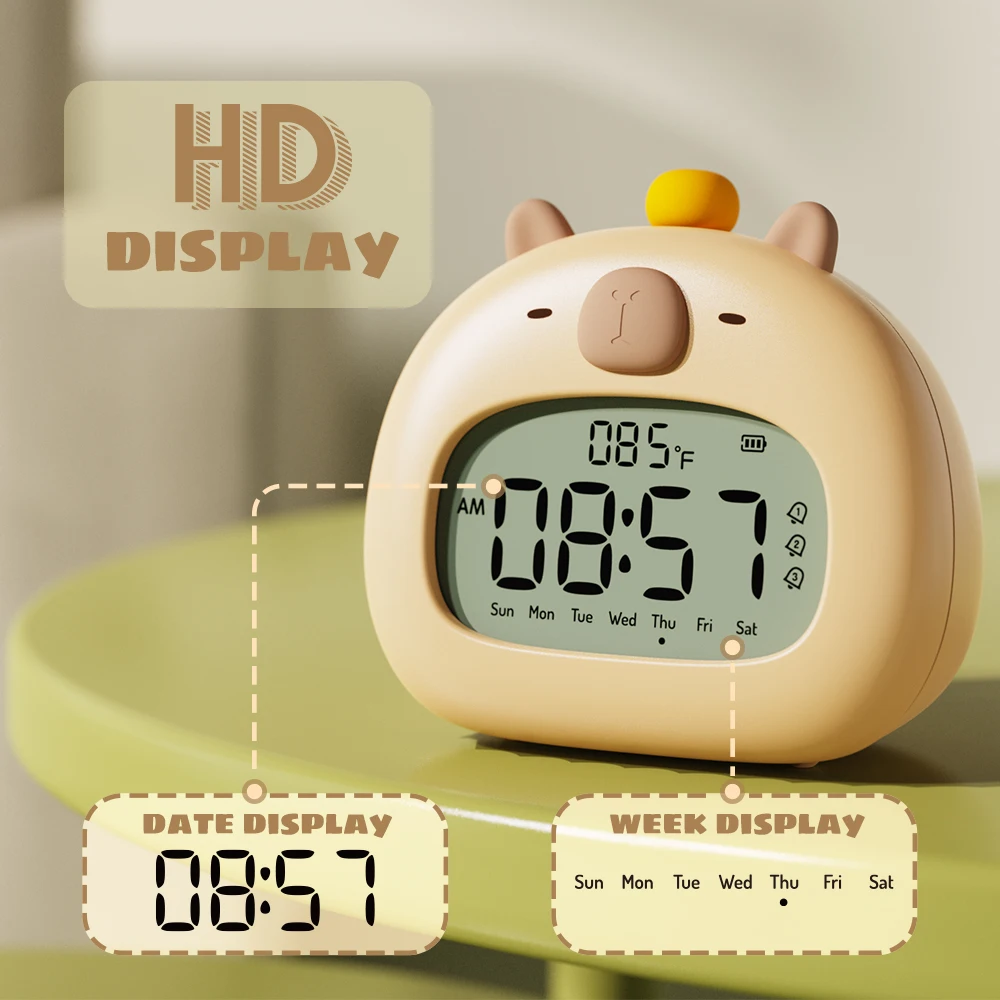 Kawaii Capybara LED USB Alarm Clock – Limited Edition 3 Kawaii Capybara LED USB Alarm Clock – Limited Edition - Image 3