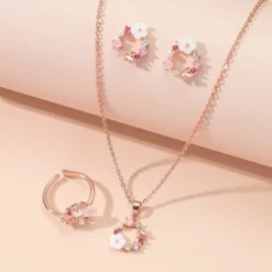 Kawaii Cherry Blossom Daisy Butterfly Necklace Set (4pcs)