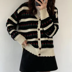 Kawaii Harajuku Style Floral Knitted Cardigan – Limited Edition -Kawaiitherapy Shop 76158 segpib